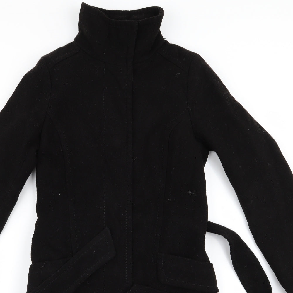 Womens UK Size 2 H&M Black Overcoat