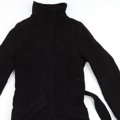 Womens UK Size 2 H&M Black Overcoat