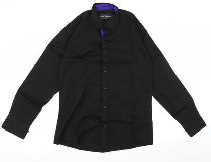 lyon becker Mens Black  Rayon  Button-Up Size M