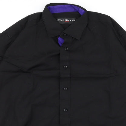 lyon becker Mens Black  Rayon  Button-Up Size M