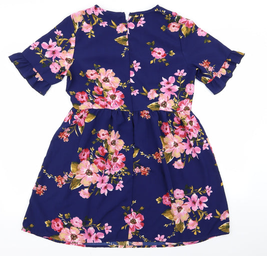emery rose Womens Blue Floral  A-Line  Size L