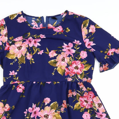 emery rose Womens Blue Floral  A-Line  Size L