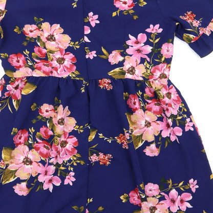 emery rose Womens Blue Floral  A-Line  Size L