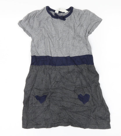 H&M Girls Grey   Jumper Dress  Size 5 Years