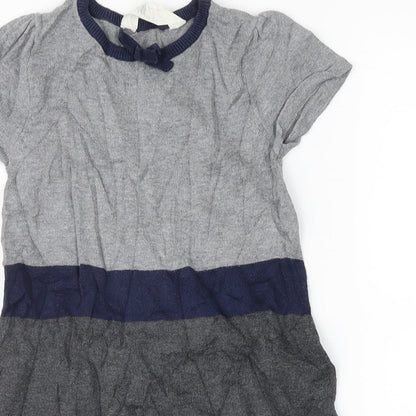 H&M Girls Grey   Jumper Dress  Size 5 Years