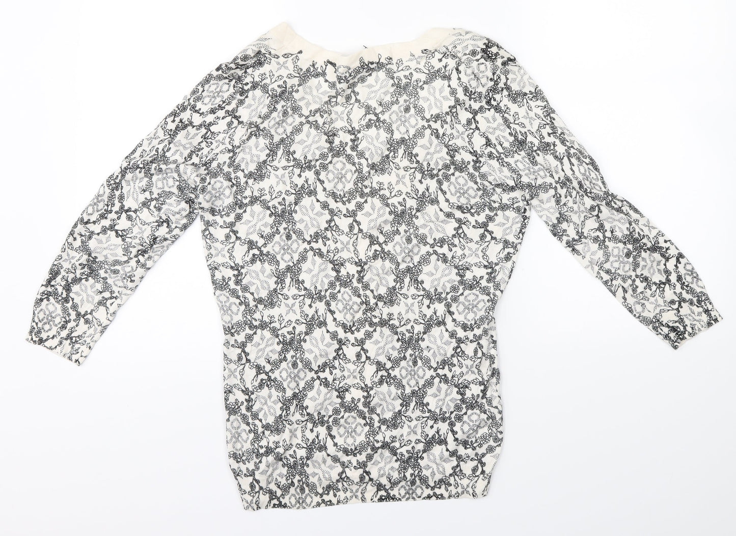 H&M Womens White Floral  Cardigan Jumper Size S