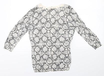 H&M Womens White Floral  Cardigan Jumper Size S