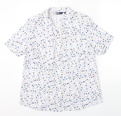 Mens UK Size 16 Isle Silver  Button-Up Short Sleeve Casual Shirt
