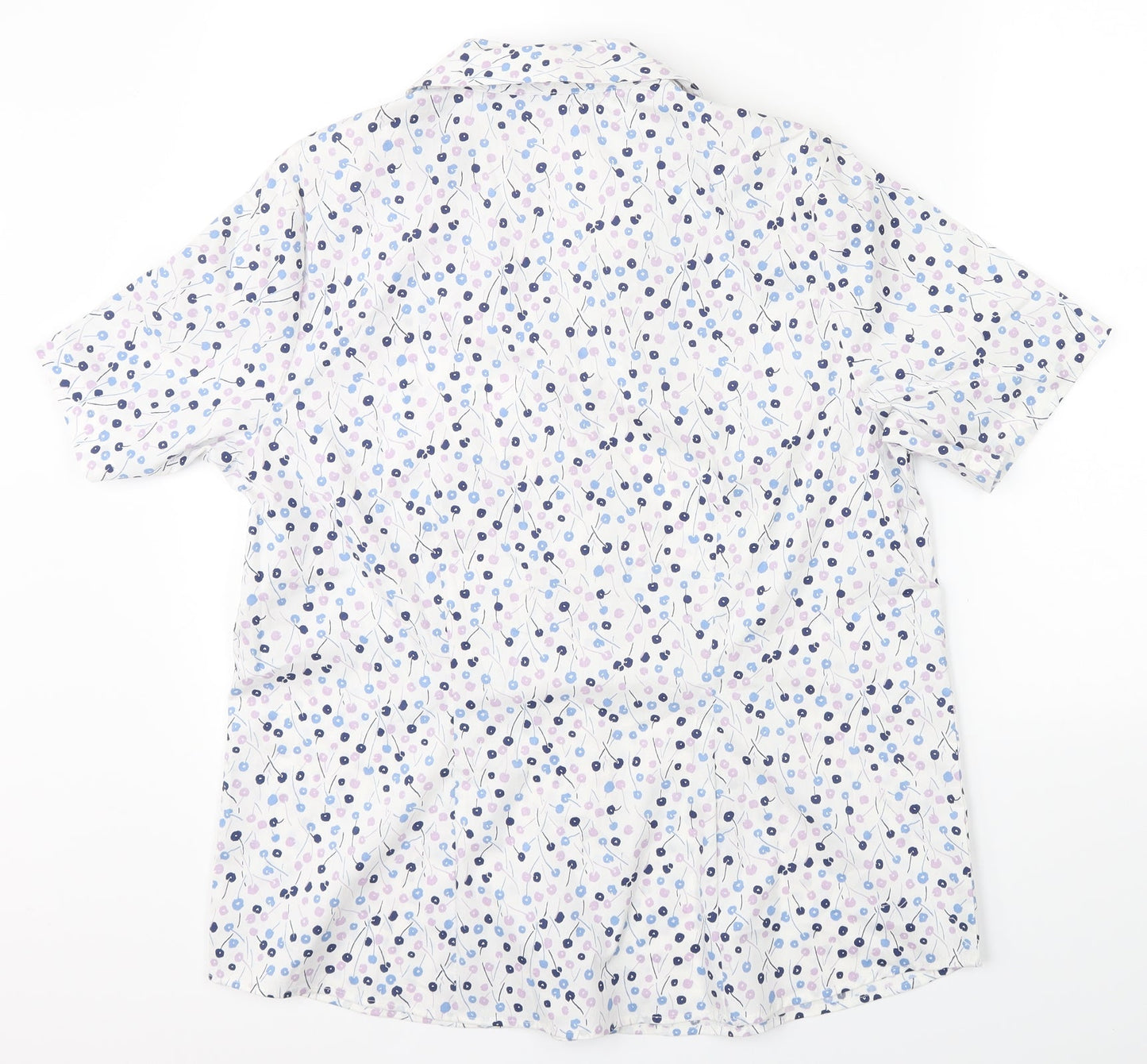 Mens UK Size 16 Isle Silver  Button-Up Short Sleeve Casual Shirt