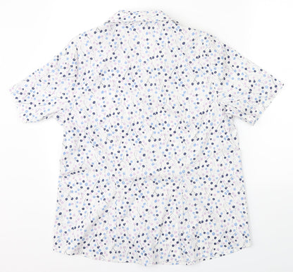 Mens UK Size 16 Isle Silver  Button-Up Short Sleeve Casual Shirt