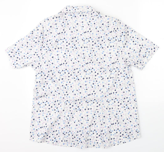 Mens UK Size 16 Isle Silver  Button-Up Short Sleeve Casual Shirt
