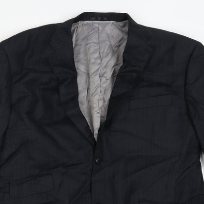 Fascino Mens Blue Striped  Jacket Suit Jacket Size 42