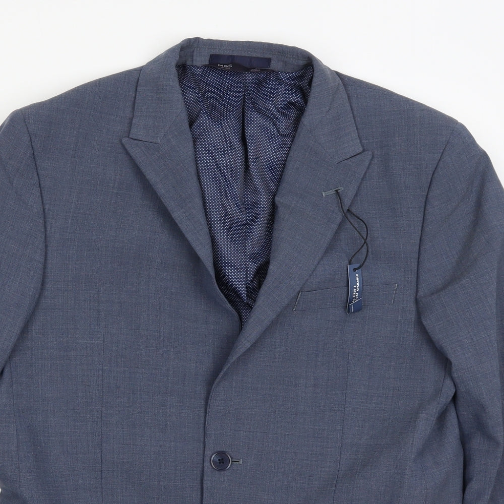 Mens UK Size 40 Marks and Spencer Regular Blue Suit Jacket