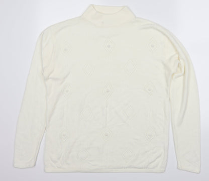 Bonmarché Womens White Argyle/Diamond Pullover Jumper Size S