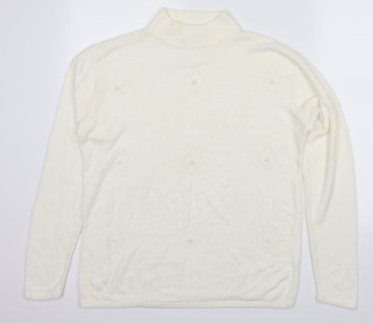 Bonmarché Womens White Argyle/Diamond  Pullover Jumper Size S