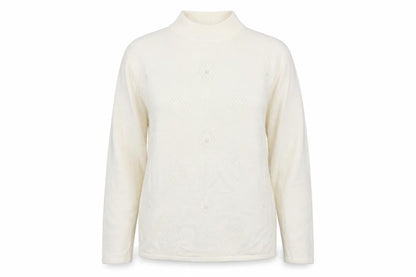 Bonmarché Womens White Argyle/Diamond Pullover Jumper Size S
