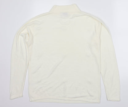 Bonmarché Womens White Argyle/Diamond Pullover Jumper Size S
