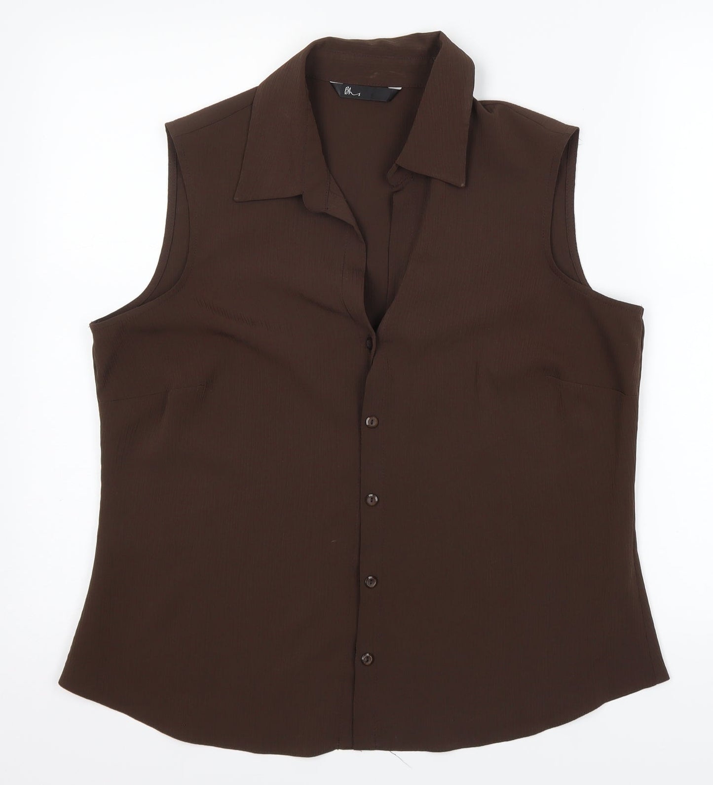 Womens UK Size 16 BHS Brown Basic Button-Up