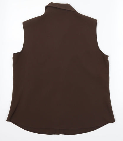 Womens UK Size 16 BHS Brown Basic Button-Up