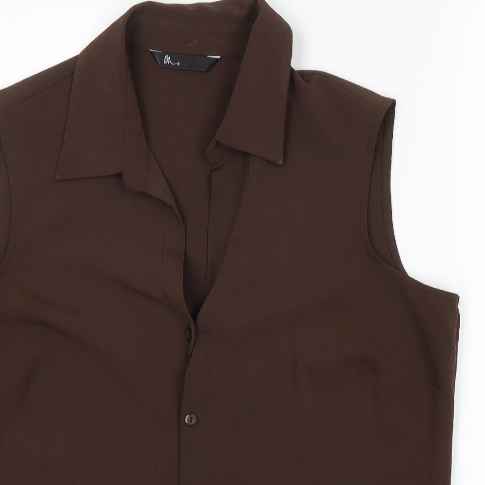 Womens UK Size 16 BHS Brown Basic Button-Up