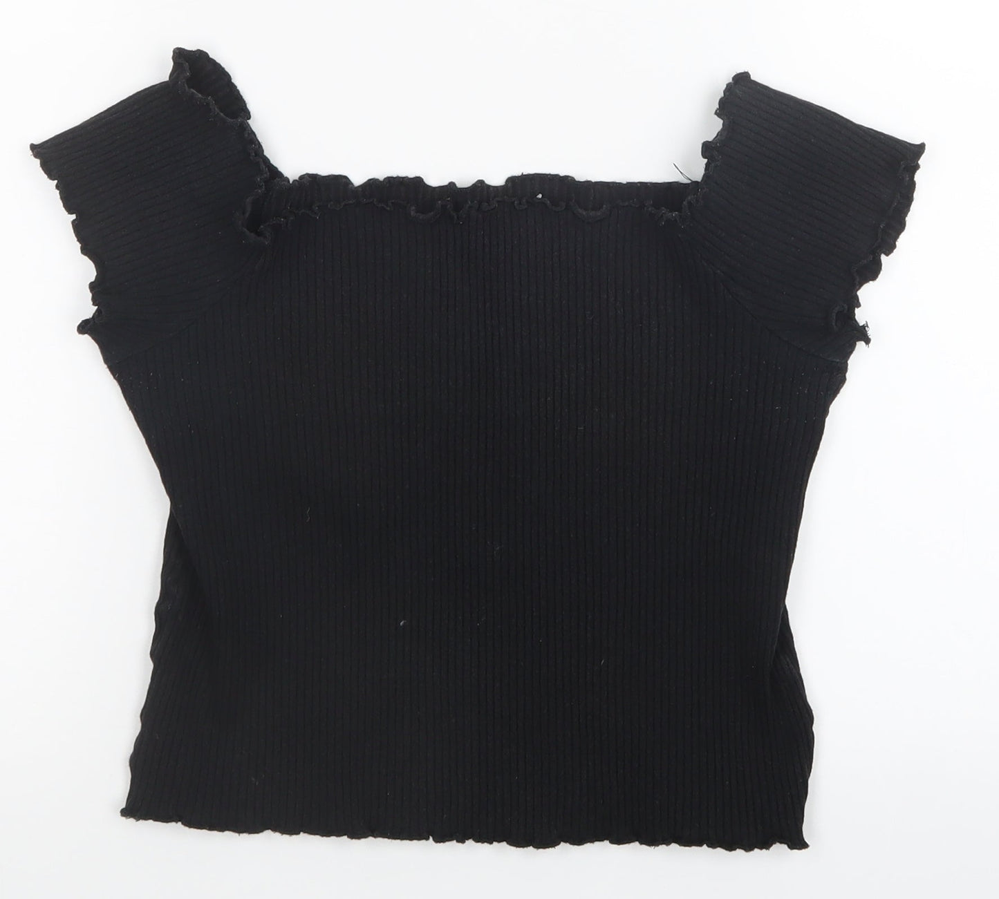 Womens UK Size S Preworn Black Basic T-Shirt