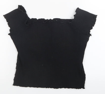 Womens UK Size S Preworn Black Basic T-Shirt
