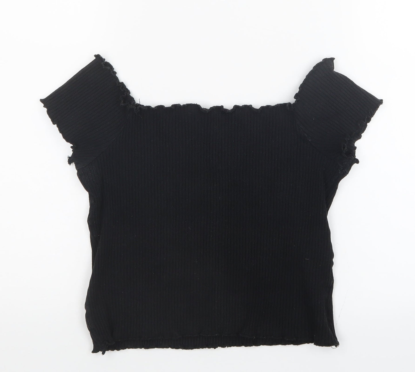Womens UK Size S Preworn Black Basic T-Shirt