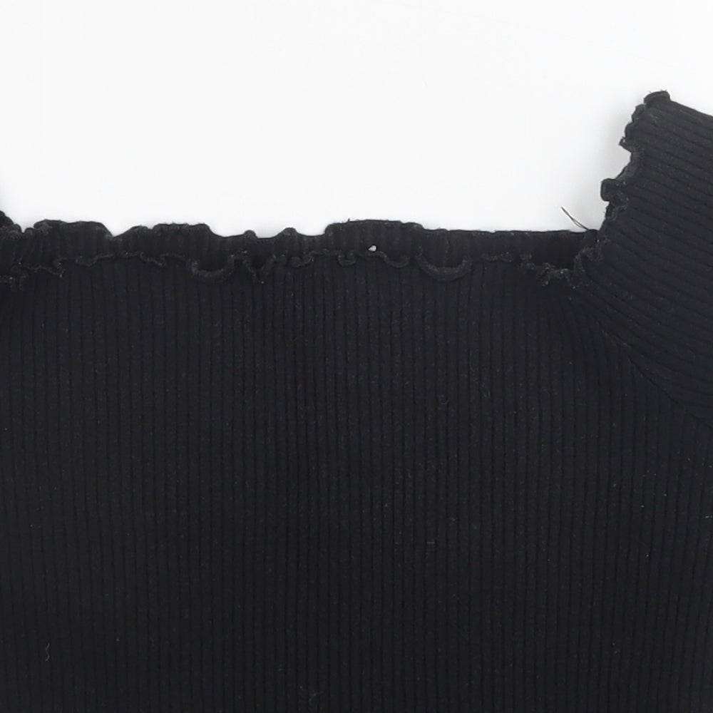 Womens UK Size S Preworn Black Basic T-Shirt