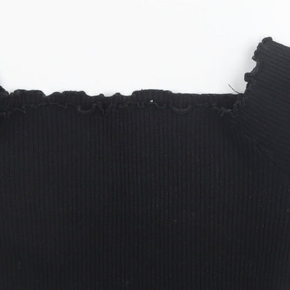 Womens UK Size S Preworn Black Basic T-Shirt