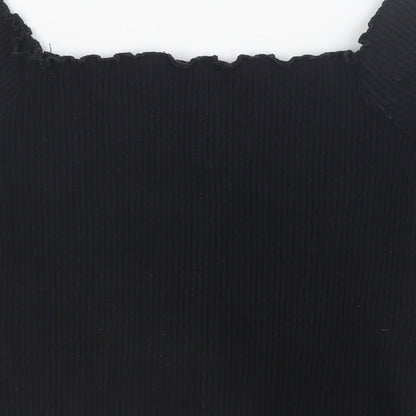 Womens UK Size S Preworn Black Basic T-Shirt