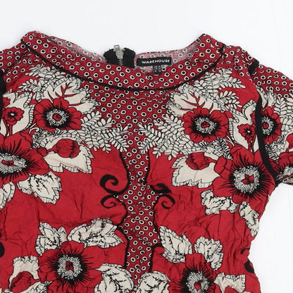 Womens UK Size 10 Warehouse Red Basic T-Shirt