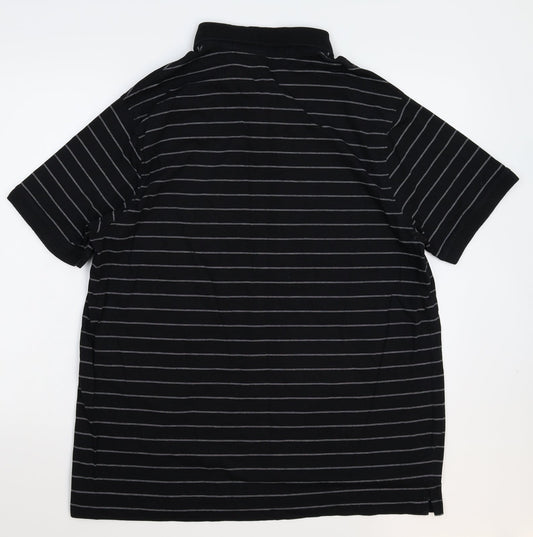 TU Mens Black Striped   Polo Size XL