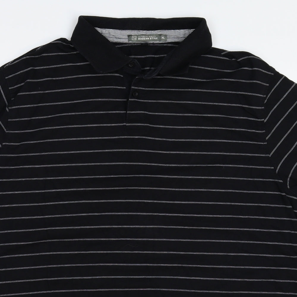 TU Mens Black Striped   Polo Size XL