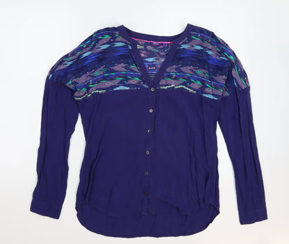 Mexx Womens Blue Geometric  Basic Blouse Size 8
