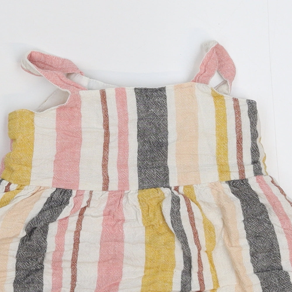 Primark Girls Multicoloured Striped  Pinafore/Dungaree Dress  Size 18-24 Months