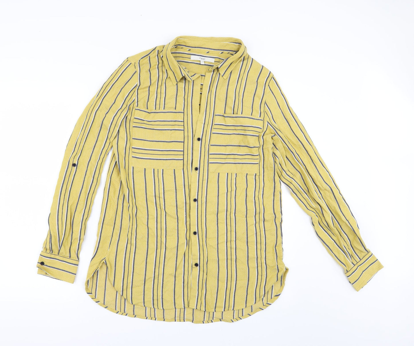 Womens UK Size 10 NEXT Yellow Basic Button-Up