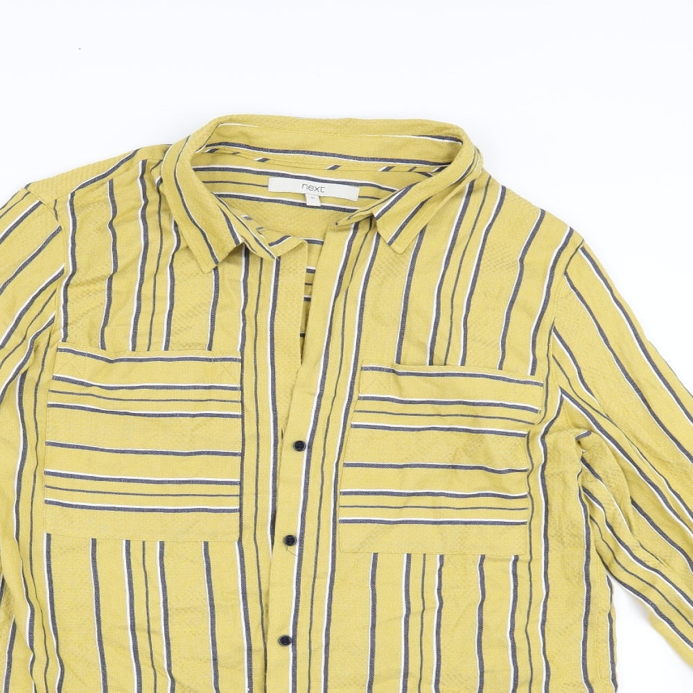 Womens UK Size 10 NEXT Yellow Basic Button-Up