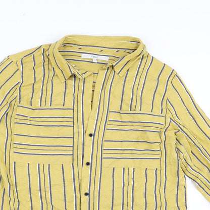Womens UK Size 10 NEXT Yellow Basic Button-Up