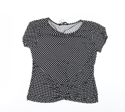 Womens UK Size 14 Mia Moda Black Basic T-Shirt