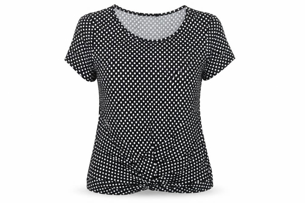 Womens UK Size 14 Mia Moda Black Basic T-Shirt