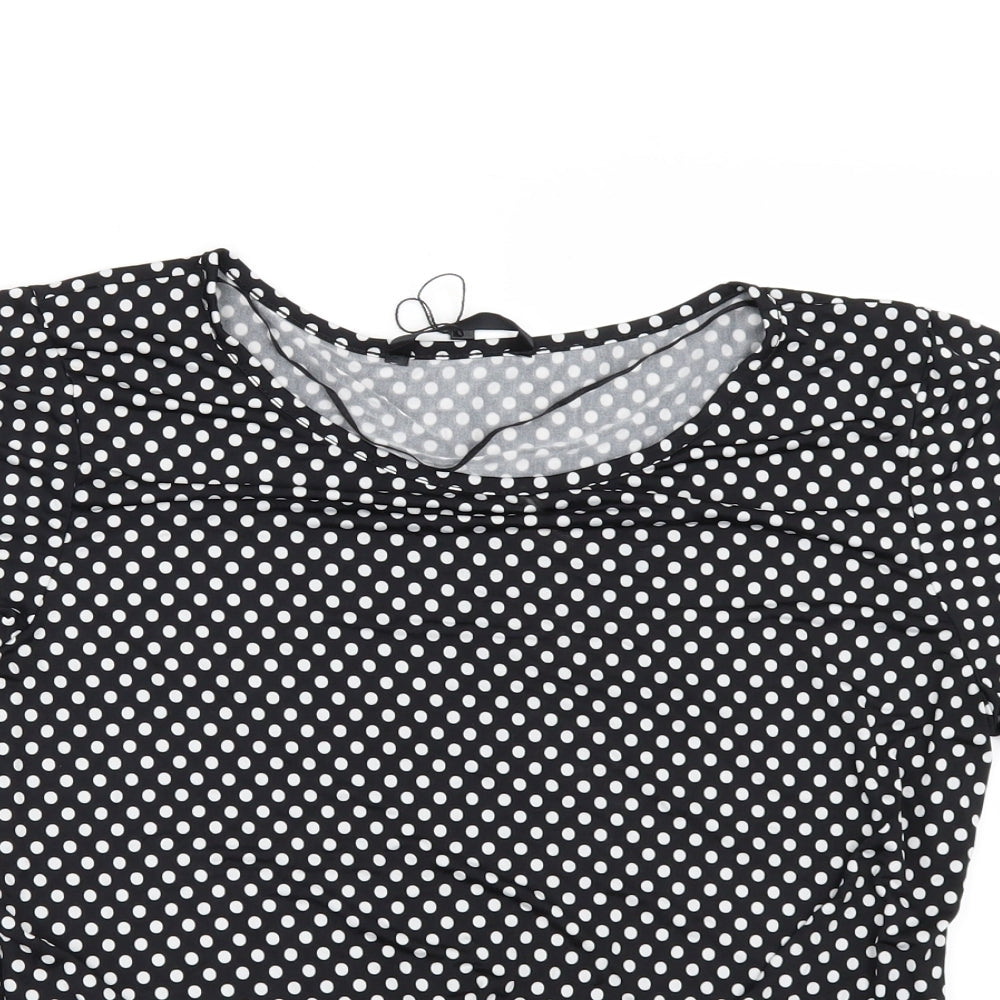 Womens UK Size 14 Mia Moda Black Basic T-Shirt