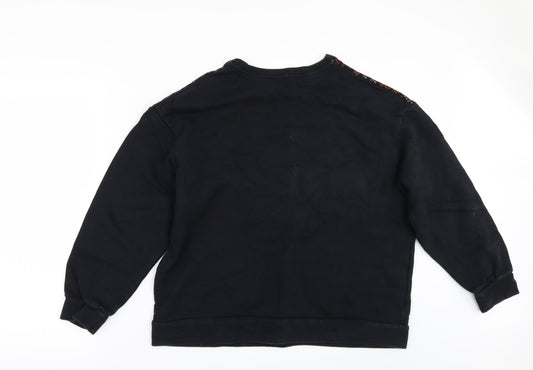 pull & Womens Black Geometric  Pullover Sweatshirt Size M
