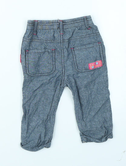 I Love Summer Girls Blue  Denim Cargo Jeans Size 12 Months