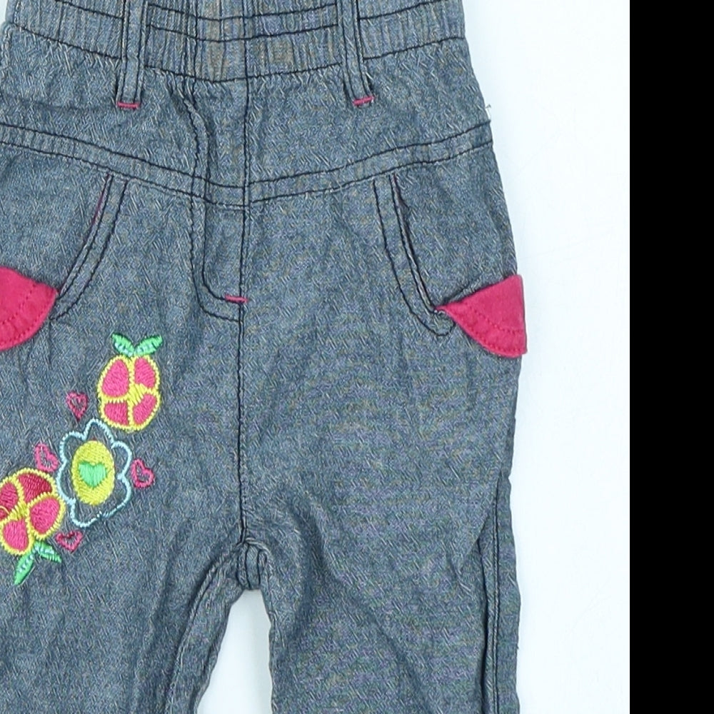 I Love Summer Girls Blue  Denim Cargo Jeans Size 12 Months
