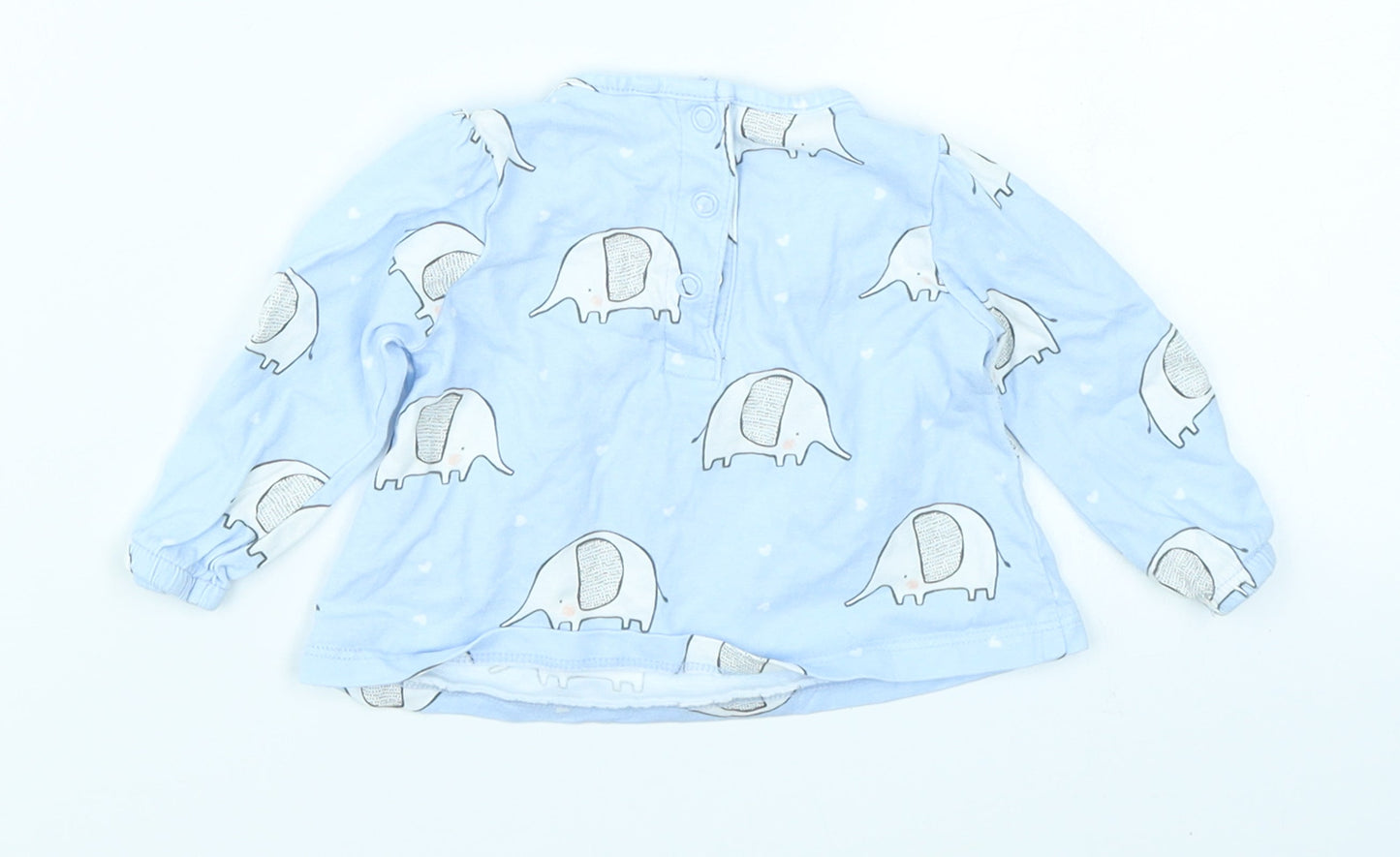TU Girls Blue   Basic T-Shirt Size 0-3 Months  - Elephant print