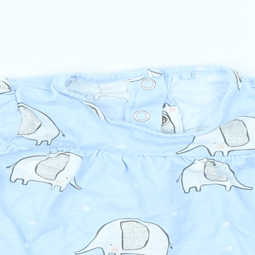 TU Girls Blue   Basic T-Shirt Size 0-3 Months  - Elephant print