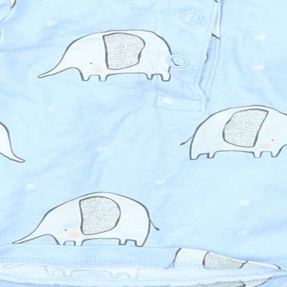 TU Girls Blue   Basic T-Shirt Size 0-3 Months  - Elephant print