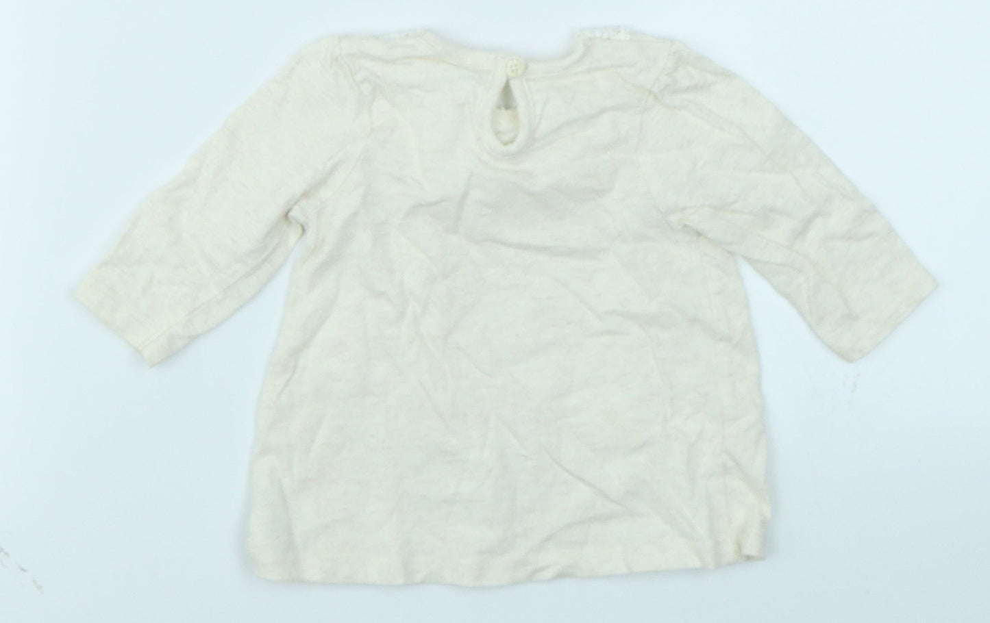 George Girls Beige Floral  Basic T-Shirt Size 0-3 Months  - Bambi