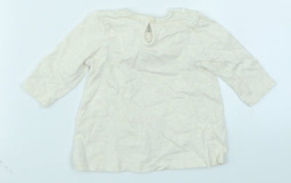 George Girls Beige Floral  Basic T-Shirt Size 0-3 Months  - Bambi