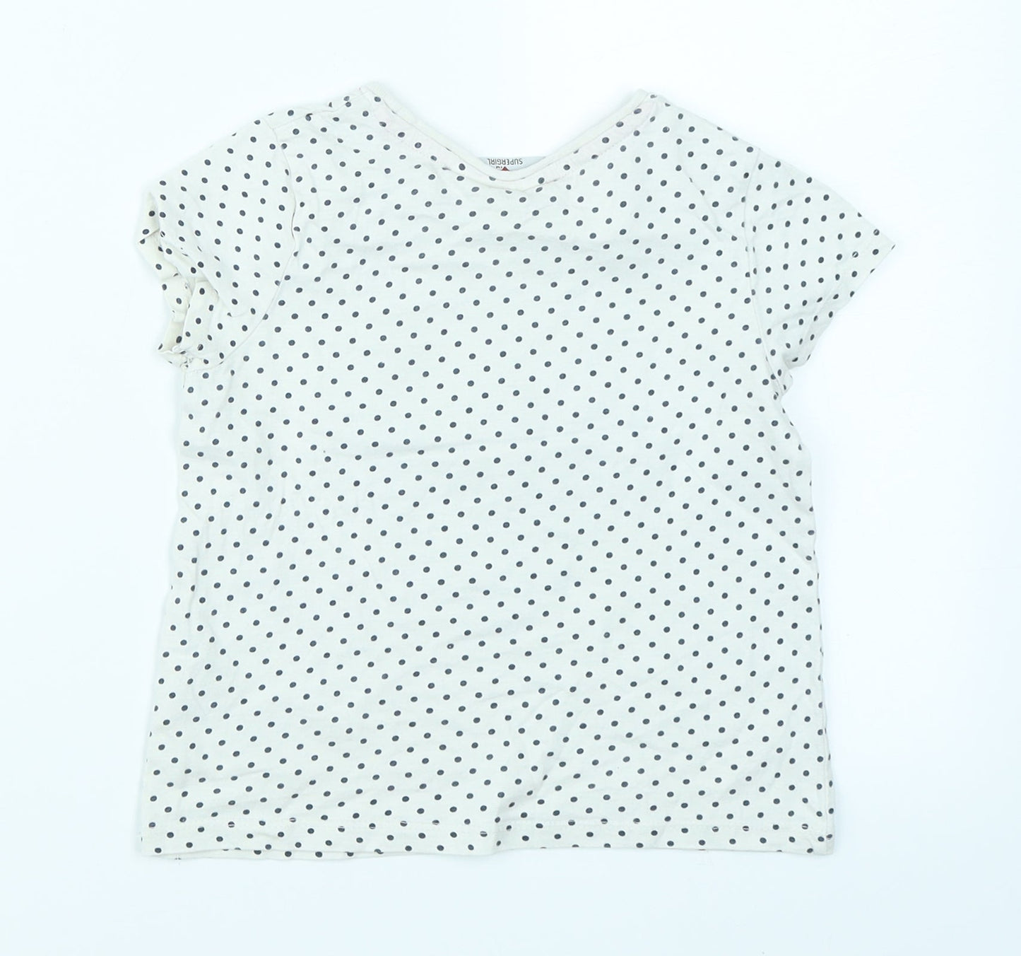 Supergirl Girls White Spotted  Basic T-Shirt Size 6 Years  - Supergirl